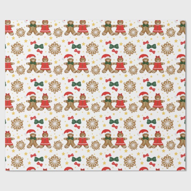 Gingerbread Friends Christmas Wrapping Paper Presentpapper (Platt)