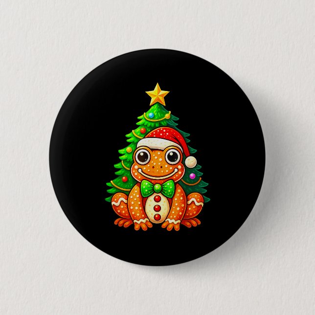 Gingerbread Frog Wearing Santa Hat Christmas Tree  Knapp (Framsida)