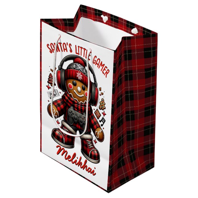 Gingerbread Gamer Red & Black Plaid Christmas (Framsidan Vinklad)