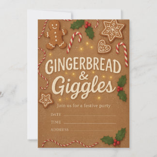 Gingerbread & Giggles Christmas Party Invitation Inbjudningar