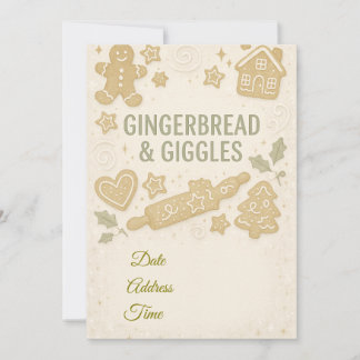 Gingerbread & Giggles Winter Invitation |Whimsical Inbjudningar
