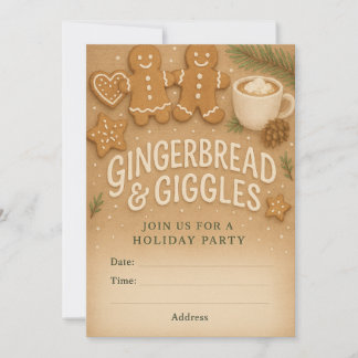 Gingerbread & Giggles Winter Party Invitation  Inbjudningar