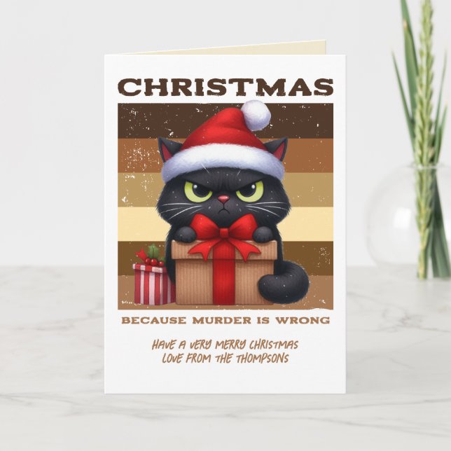 Gingerbread Glow Funny Cat Retro Christmas Photo Helgkort (Framsida)