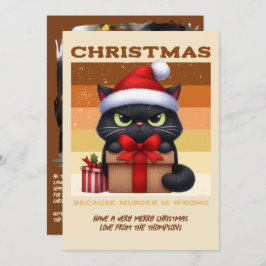 Gingerbread Glow Funny Cat Retro Christmas Photo Julkort