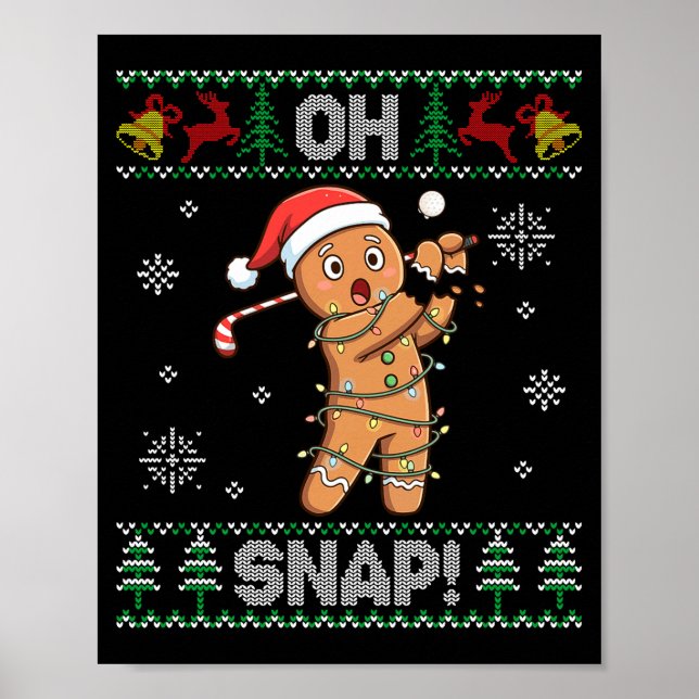 Gingerbread Golf Christmas Cookie Oh Snap Santa Ug Poster (Framsidan)