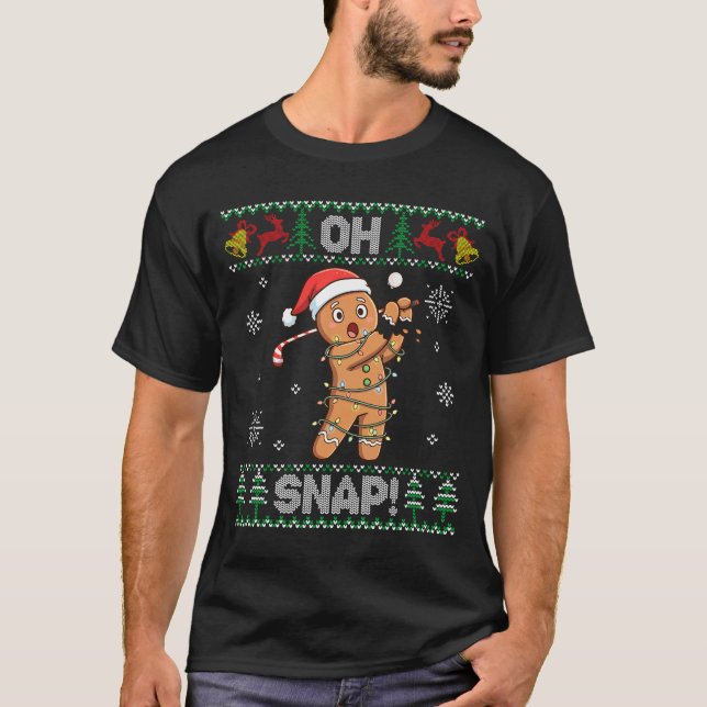 Gingerbread Golf Christmas Cookie Oh Snap Santa Ug T Shirt (Framsida)