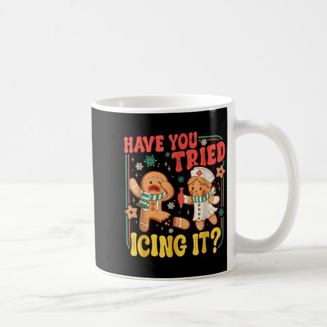 Gingerbread Have You Tried Icing It Funny Christma Kaffemugg (Höger)