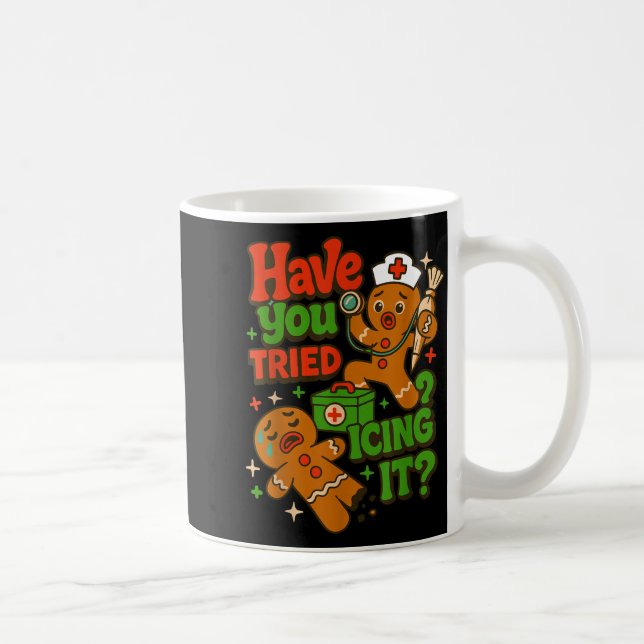 Gingerbread Have You Tried Icing It Funny Christma Kaffemugg (Höger)