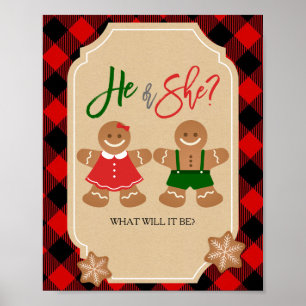 Gingerbread Holiday Gender Reveal Welcome Sign Poster