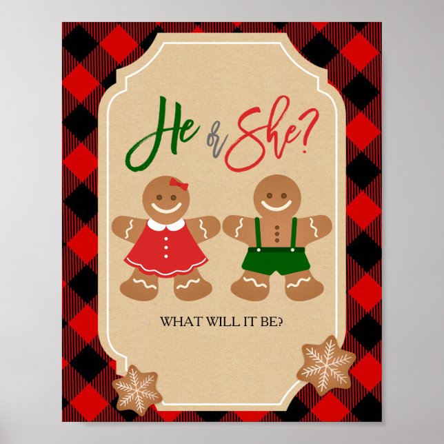 Gingerbread Holiday Gender Reveal Welcome Sign Poster (Framsidan)