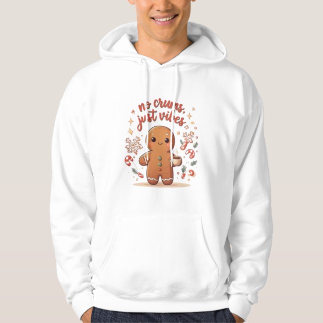 Gingerbread Holiday Vibes Cozy Christmas Hoodie (Framsida)