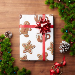 Gingerbread Hot Cocoa Christmas Pattern Presentpapper