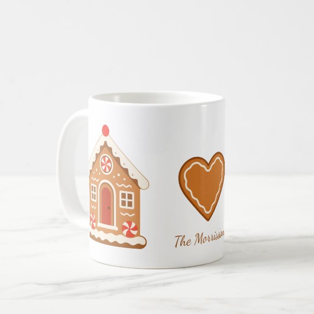 Gingerbread House Anpassat Namn Kaffemugg (Framsida vänster)