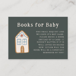 Gingerbread House Blue Baby Shower Book Request Tilläggskort