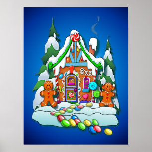GINGERBREAD HOUSE by SHARON SHARPE Poster