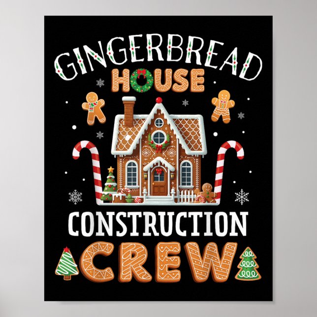 Gingerbread House Byggarbetslag Barn Män Kvinnor Poster (Framsidan)
