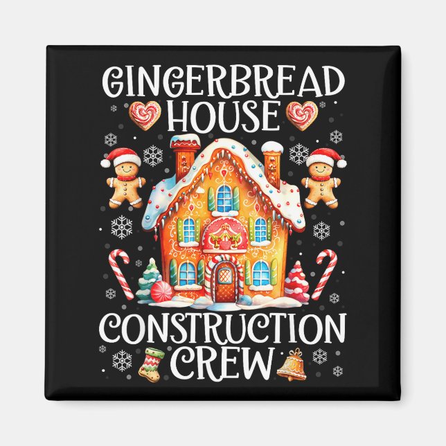 Gingerbread House Construction Crew Baking Christm Magnet (Framsidan)