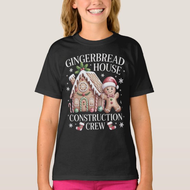 Gingerbread House Construction Crew - Christmas T Shirt (Framsida)