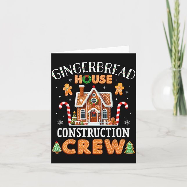 Gingerbread House Construction Crew Kids Men Women Kort (Framsida)