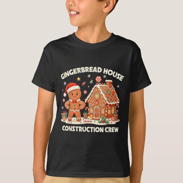 Gingerbread House Construction Crew Kids Men Women T Shirt (Framsida)