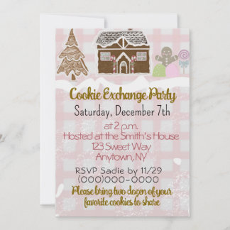 Gingerbread House Cookie Exchange Inbjudningar