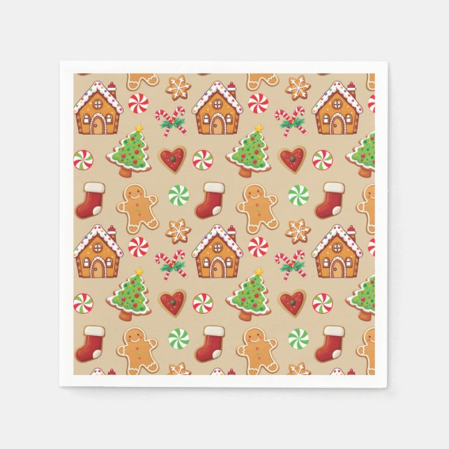 Gingerbread House Cookies Napkins Christmas Napkin Pappersservett (Framsidan)