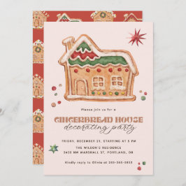 Gingerbread House Decorating Party Christmas Inbjudningar