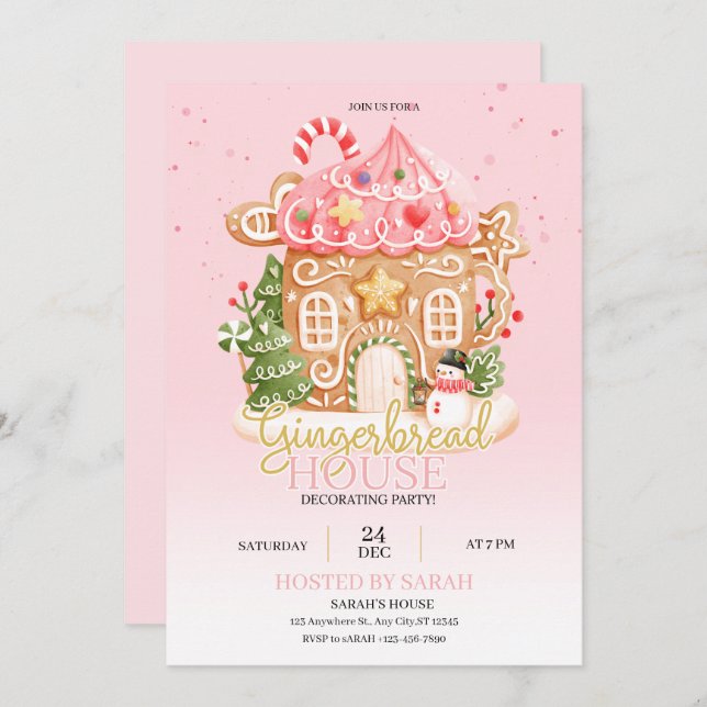 Gingerbread House Decorating Party Invitation  Inbjudningar (Fram/baksida)