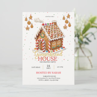 Gingerbread House Decorating Party Invitation  Inbjudningar