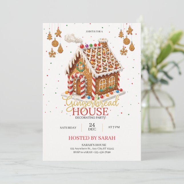 Gingerbread House Decorating Party Invitation  Inbjudningar (Stående Fram)