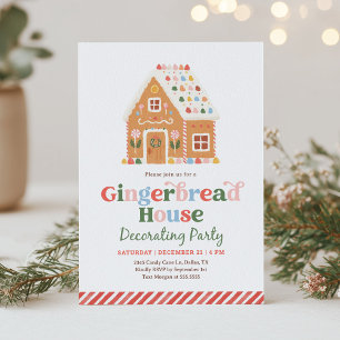 Gingerbread House Dekorationsfest Inbjudningar