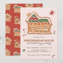 Gingerbread House Dekorationsfest Jul Inbjudningar