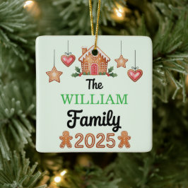 Gingerbread House Family Name 2025 Christmas Julgransprydnad Keramik