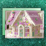 Gingerbread House Green Helgkort<br><div class="desc">Designed by Carrie Fink.  Printed and shipped by Zazzle or their partners.</div>