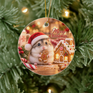 Gingerbread House Hamster Jul Ornament