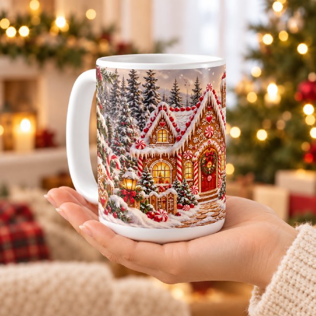Gingerbread House Jul Vinter Värld Kaffemugg (Skapare uppladdad)