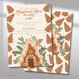 Gingerbread House Julbak Dekorationsfest Inbjudningar