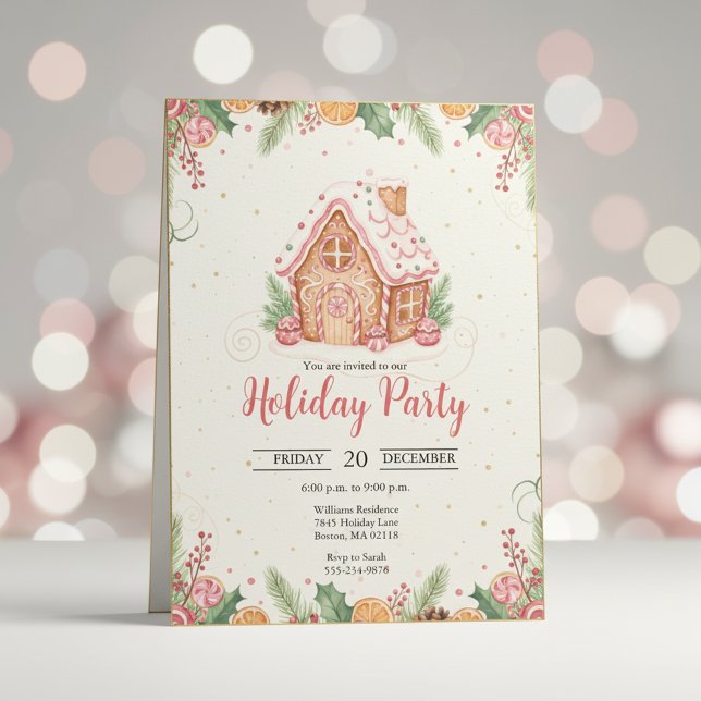Gingerbread House Julfest Invitation Inbjudningar (Skapare uppladdad)