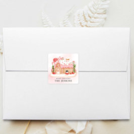 Gingerbread House Julfestpresent Fyrkantigt Klistermärke