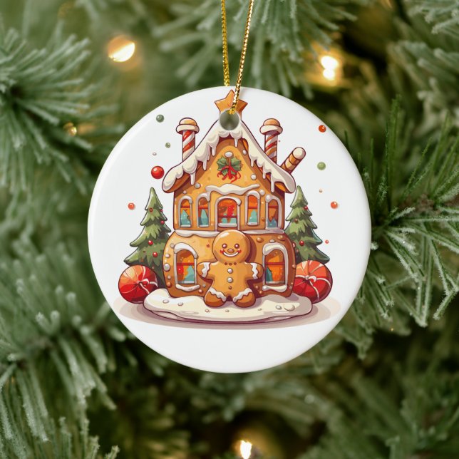 Gingerbread house julgransprydnad keramik (Träd)