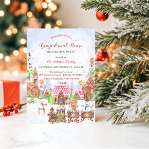 Gingerbread House Kakdekorationsfest Inbjudningar
