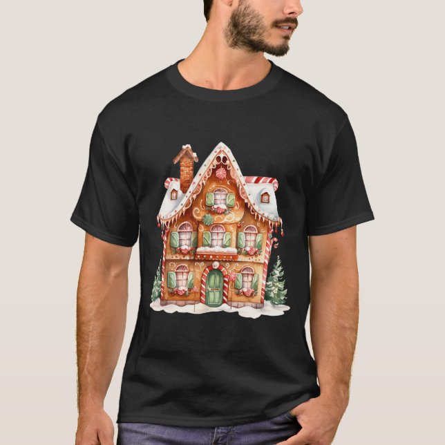 Gingerbread House Long Sleeve  T Shirt (Framsida)