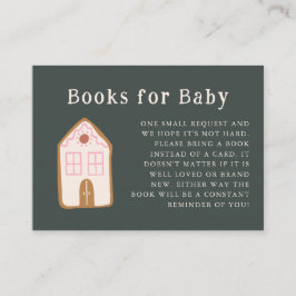 Gingerbread House Pink Baby Shower Book Request Tilläggskort