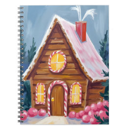 Gingerbread House Pink Christmas Watercolor Anteckningsbok