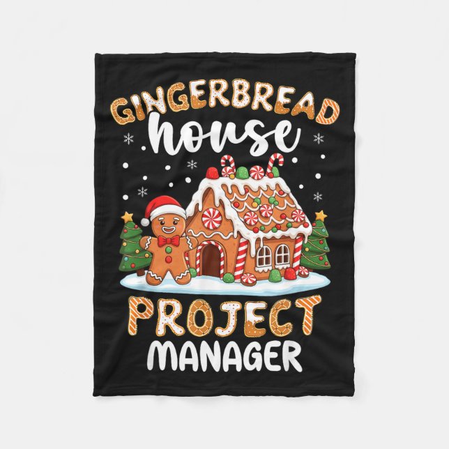 Gingerbread House Project Manager Christmas Cookie Fleecefilt (Framsidan)