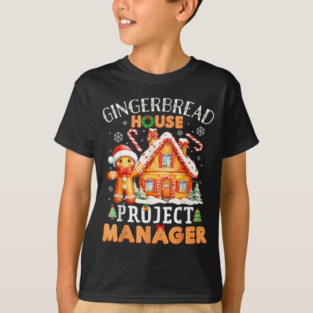 Gingerbread House Project Manager Decorating Bakin T Shirt (Framsida)
