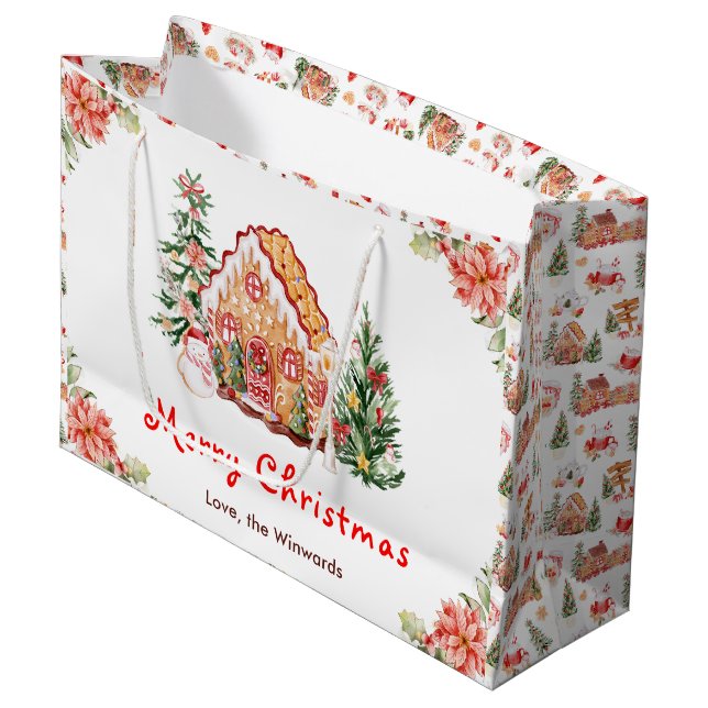Gingerbread House Röd God Jul (Framsidan Vinklad)