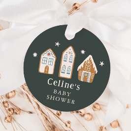 Gingerbread House Winter Boy Baby Shower Gåvor Etiketter