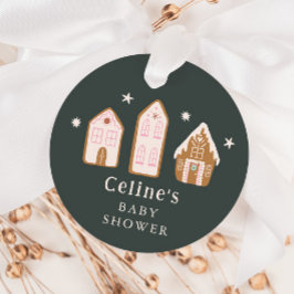 Gingerbread House Winter Girl Baby Shower Gåvor Etiketter