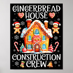 Gingerbread Hus Byggande Besättning Bakande Jul Poster